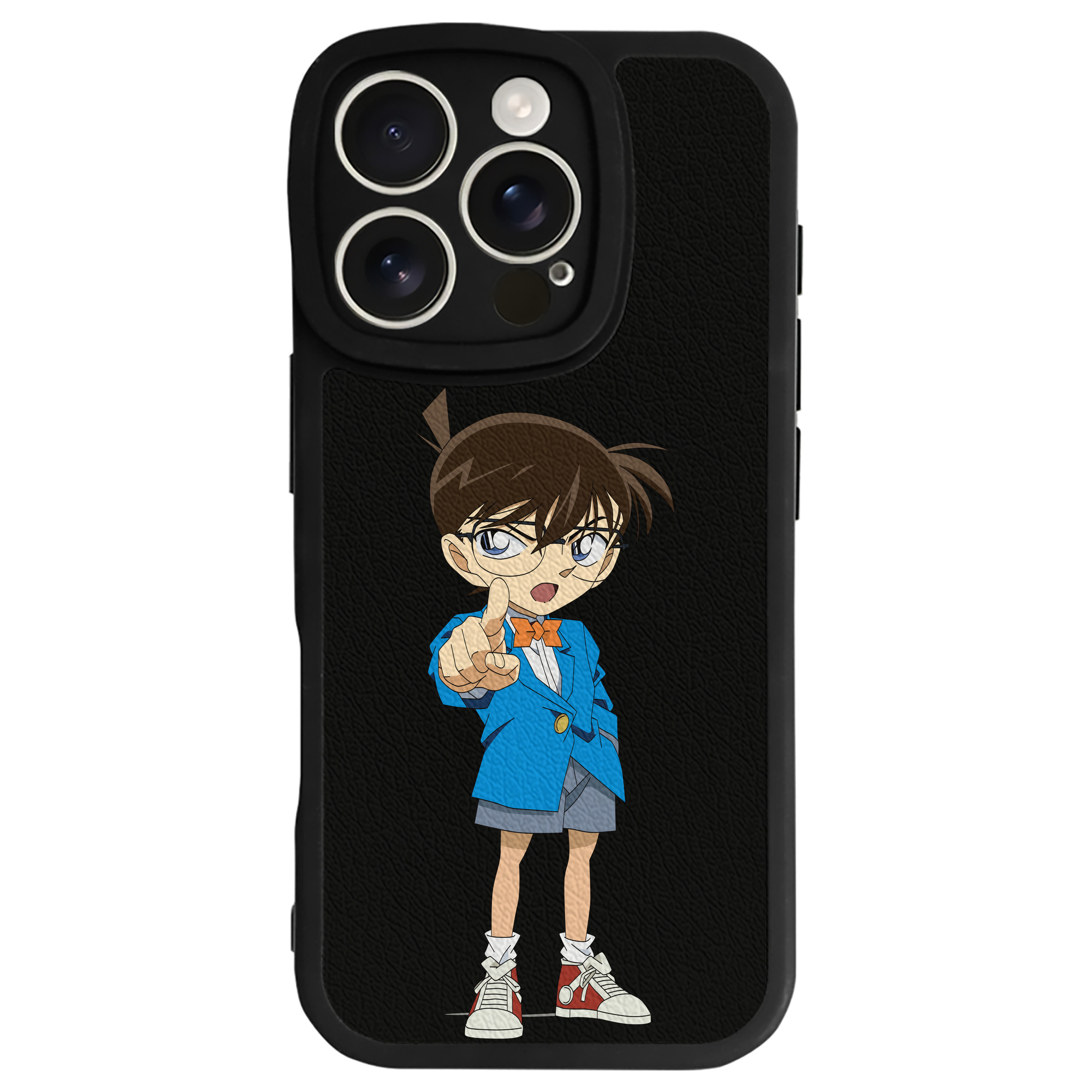 （画像用） 名探偵コナン 江戸川 コナン Detective Conan Conan Edogawa 【iPhone 16シリーズ対応】シリコンスマホケース（レザー調） 材質：シリコン
